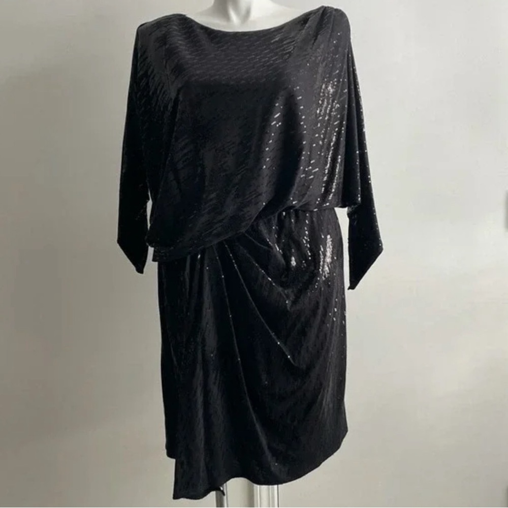 BLACK ASYMMETRICAL AND SEQUIN DRESS